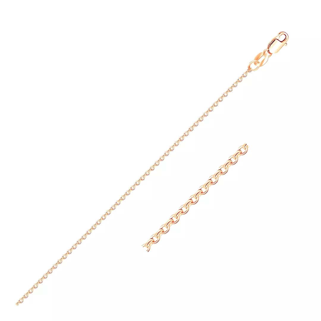 14k Rose Gold Diamond Cut Cable Link Chain 1.1mm