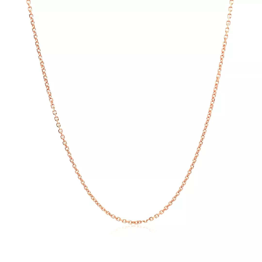 14k Rose Gold Diamond Cut Cable Link Chain 1.1mm