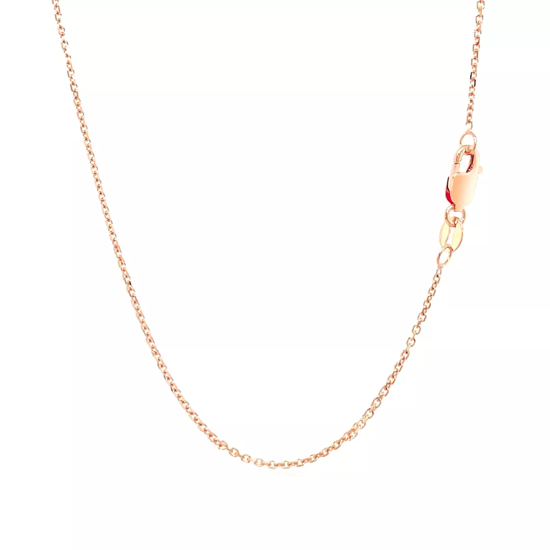 14k Rose Gold Diamond Cut Cable Link Chain 1.1mm