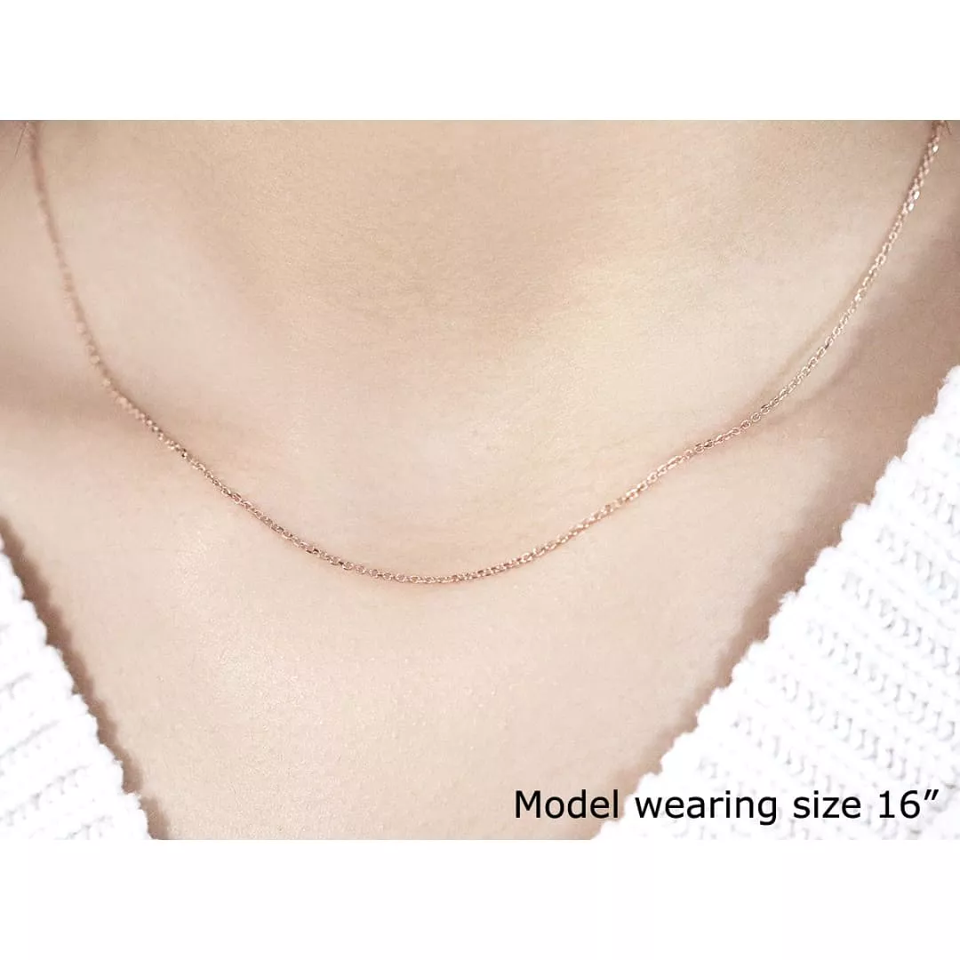 14k Rose Gold Diamond Cut Cable Link Chain 1.1mm