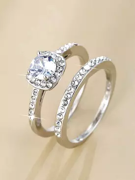 2pcs Cubic Zirconia Decor Ring S2461664