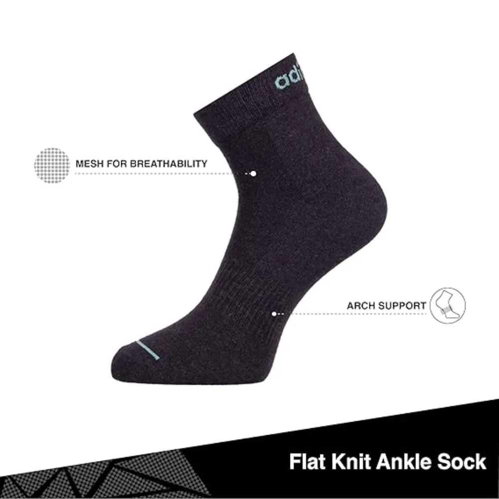 Adidas Men's Flat Knit Ankle Socks (Light Grey/Tech Indigo/Black)