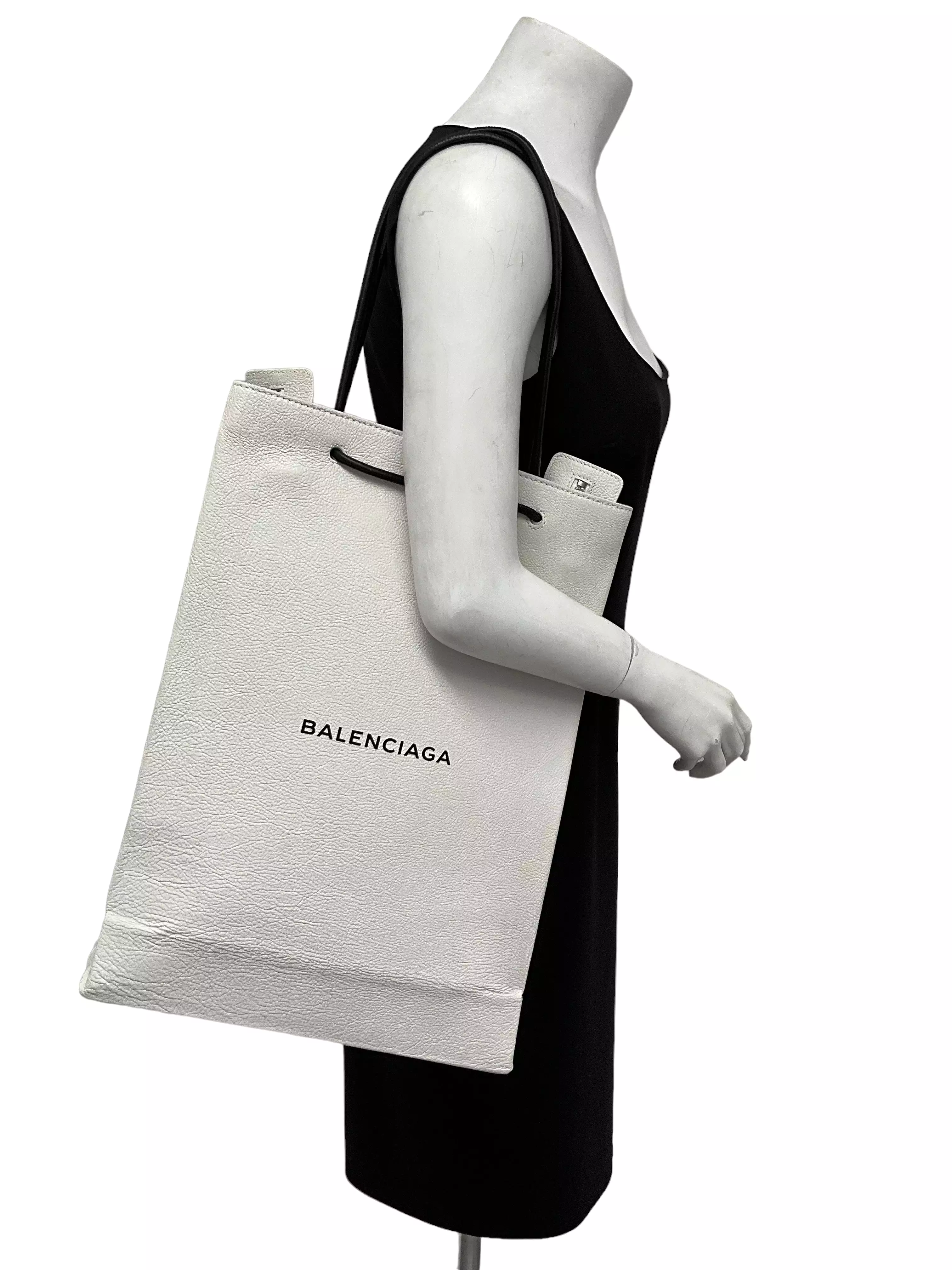 Balenciaga White Leather Shopper Tote