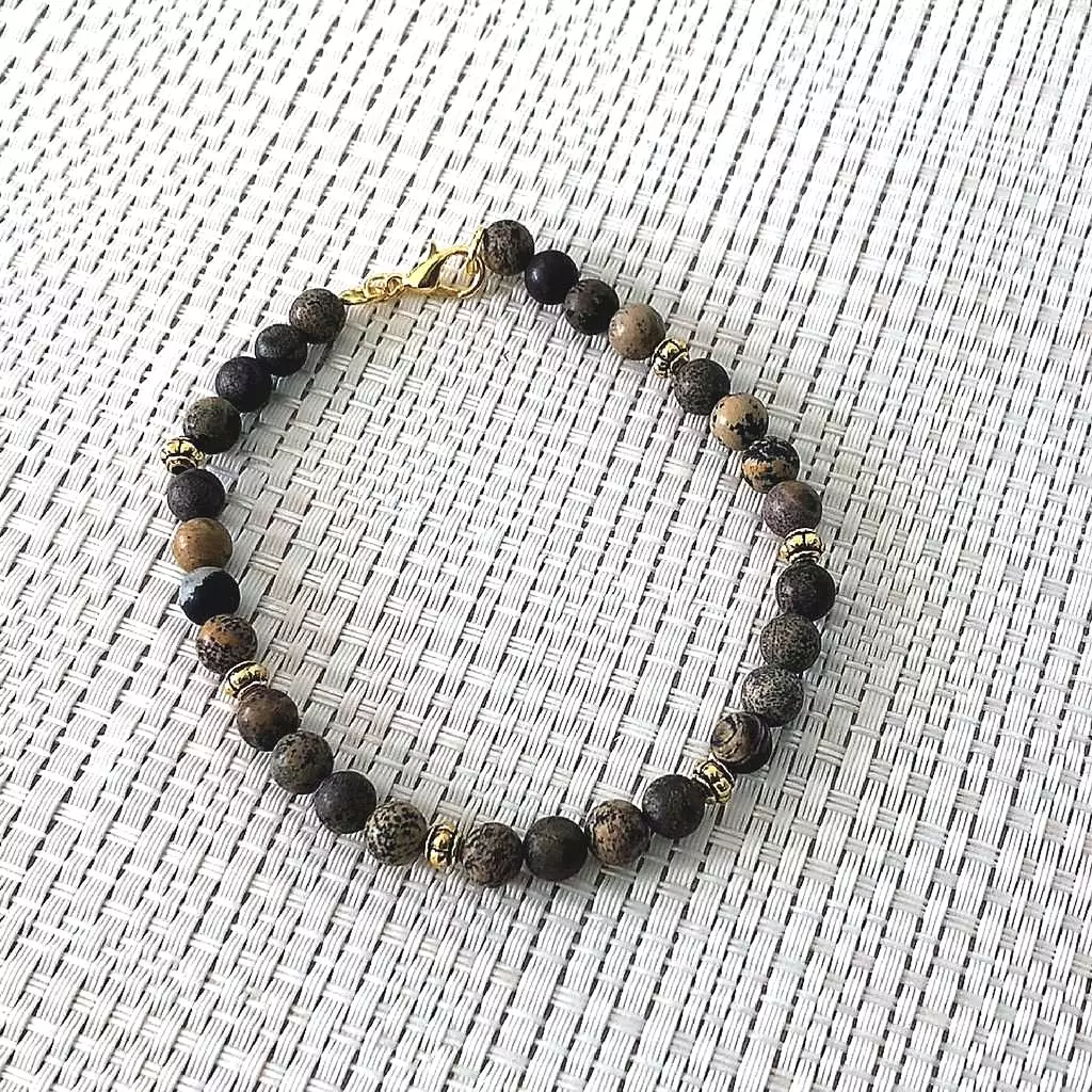 Brown Jasper Mens Beaded Bracelet