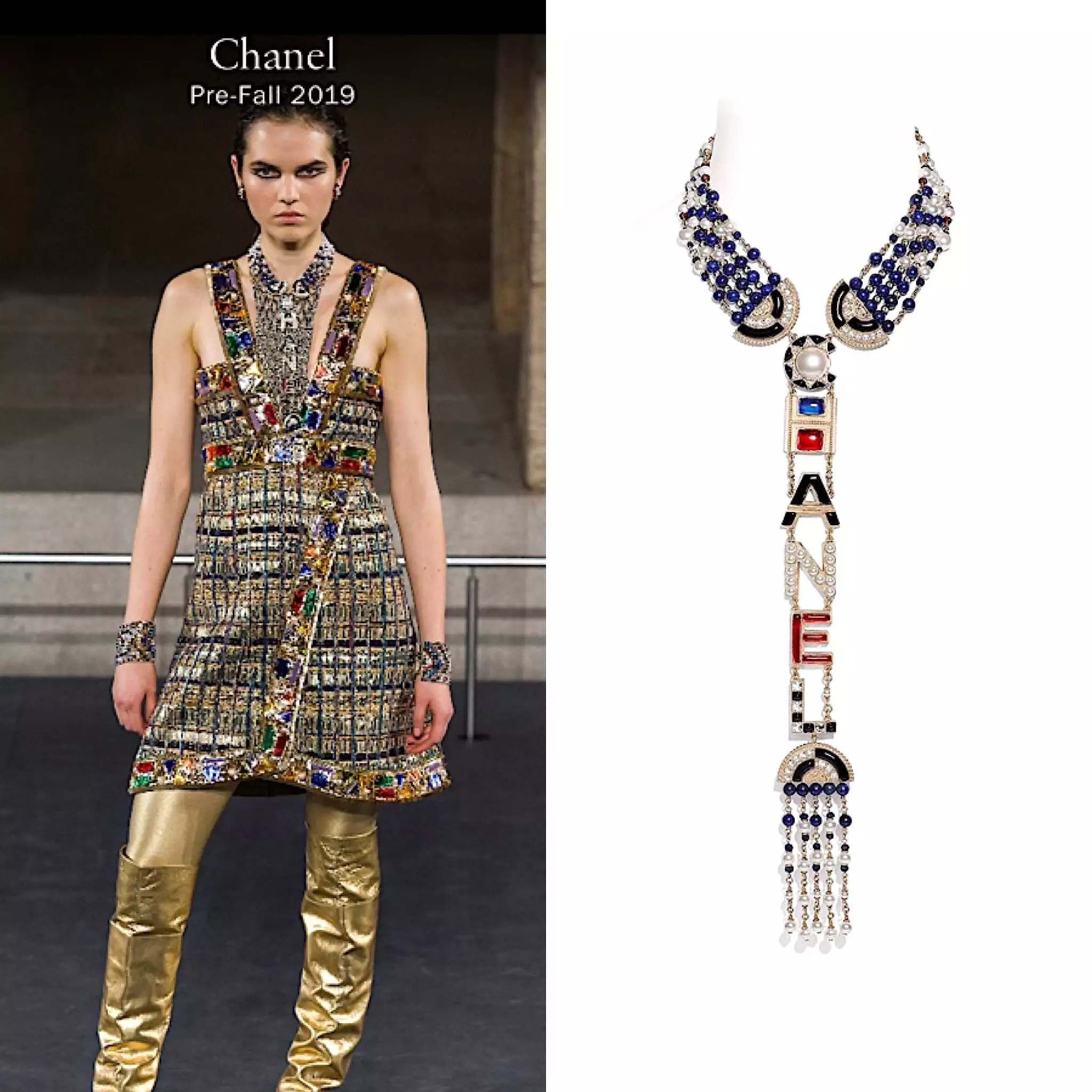 Chanel 2019, 19A Logomania Collection Letters Multicolor Necklace