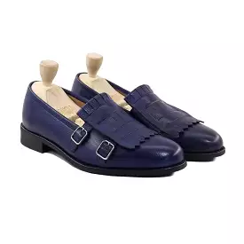 Cinde - Men's Dark Blue Mid Night Pebble Grain Loafer