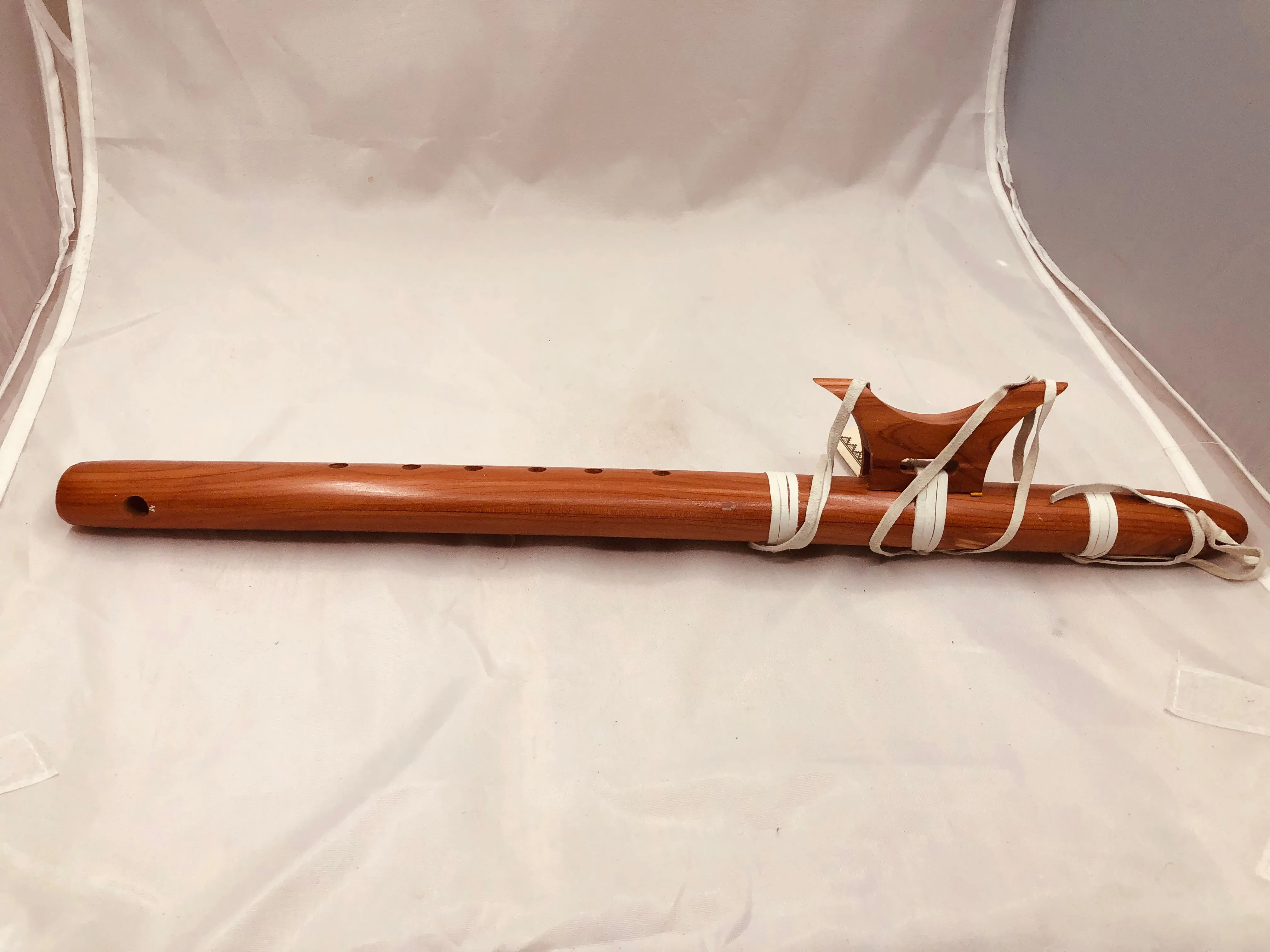 CM Navajo handcrafted hand carved cedar wood flute, 20” by Donald Coolidge