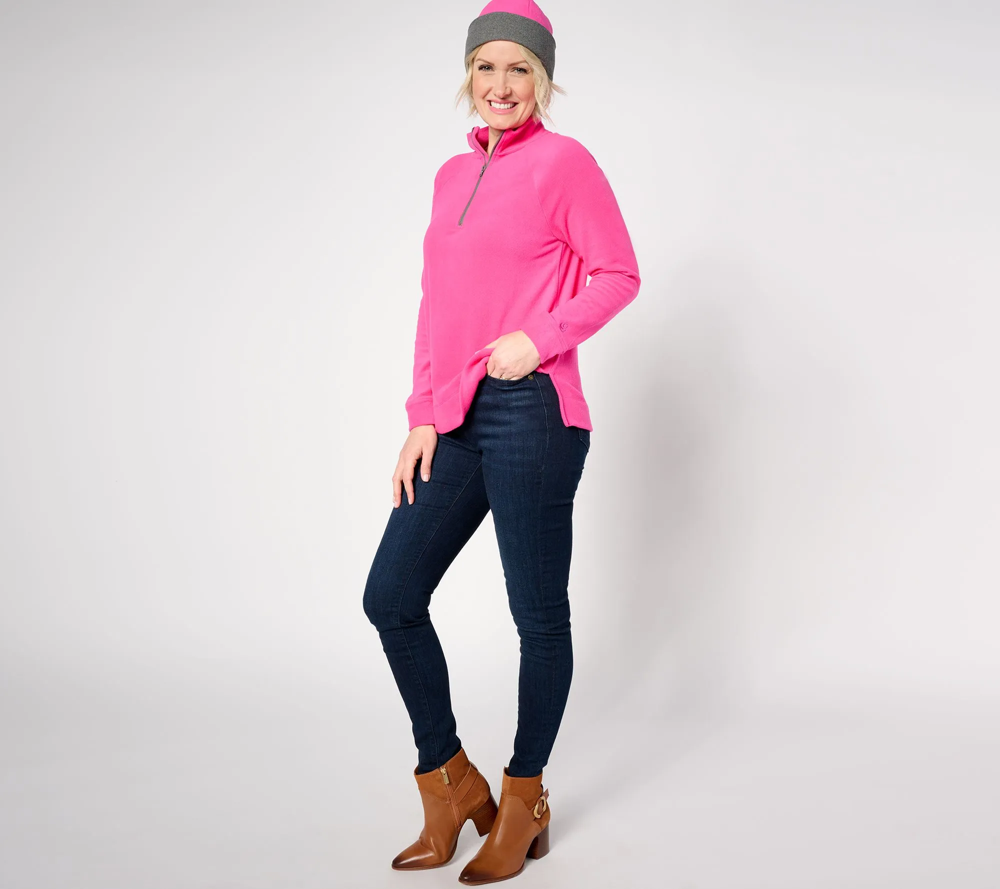 Cuddl Duds Fleecewear with Stretch Pullover and Beanie