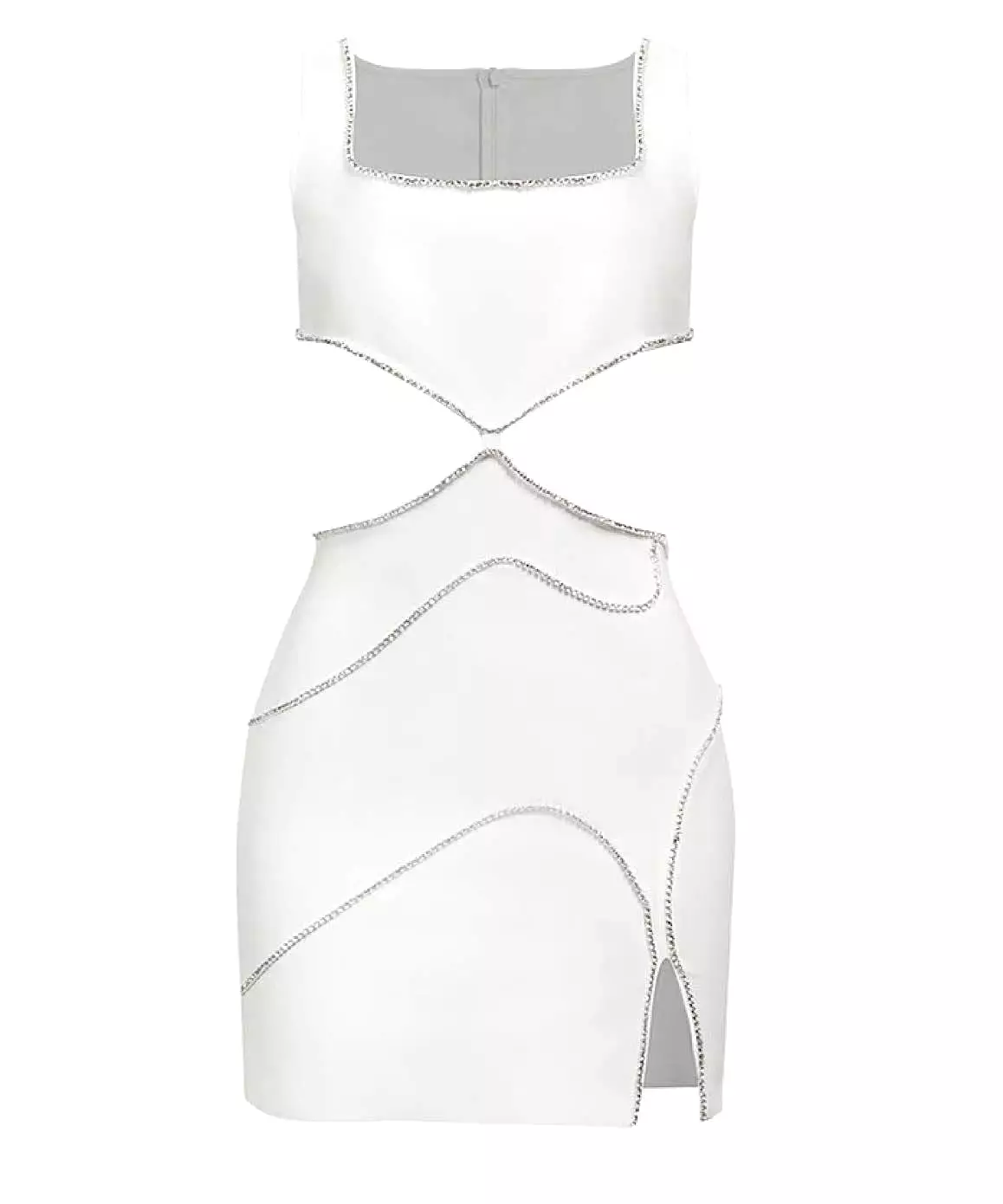 Cutout Bandage Mini Diamond Trim Dress