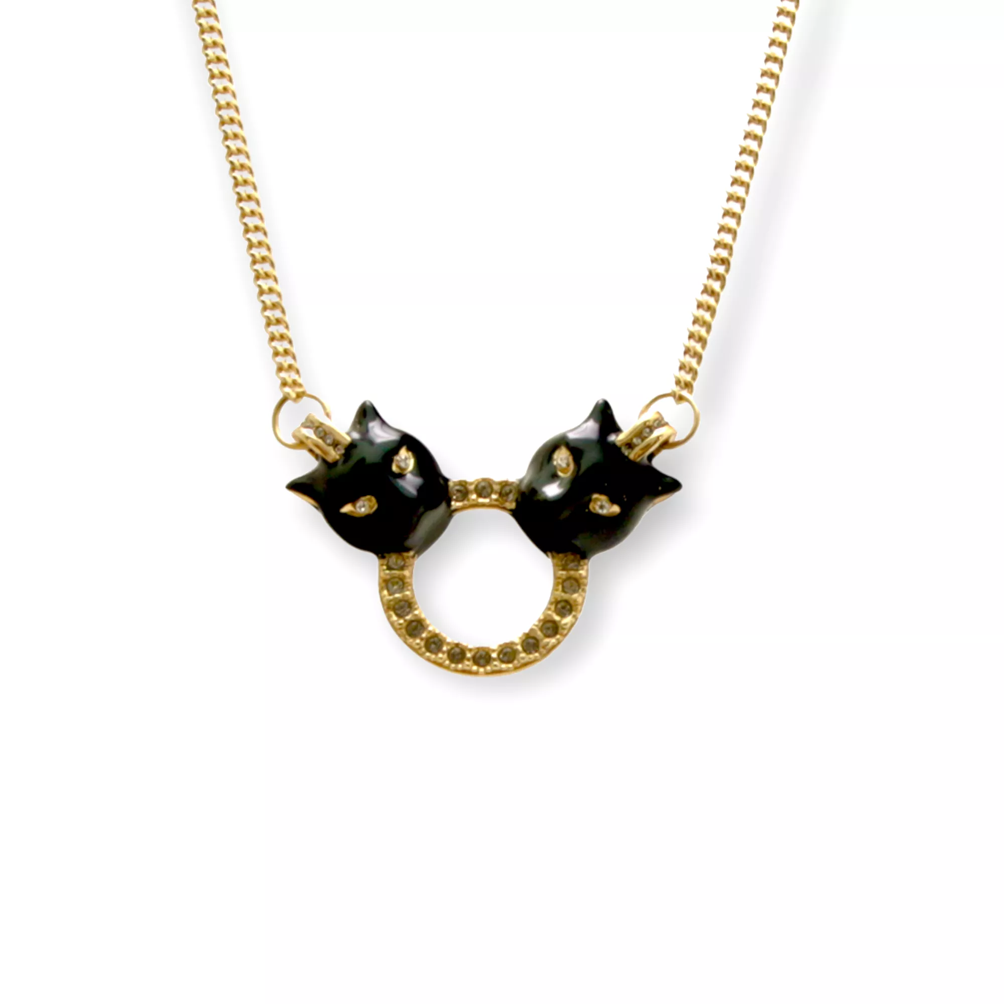 DOUBLE BLACK PANTHER NECKLACE MICRO