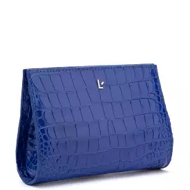 Erin Clutch In Royal Blue Stamped Leather