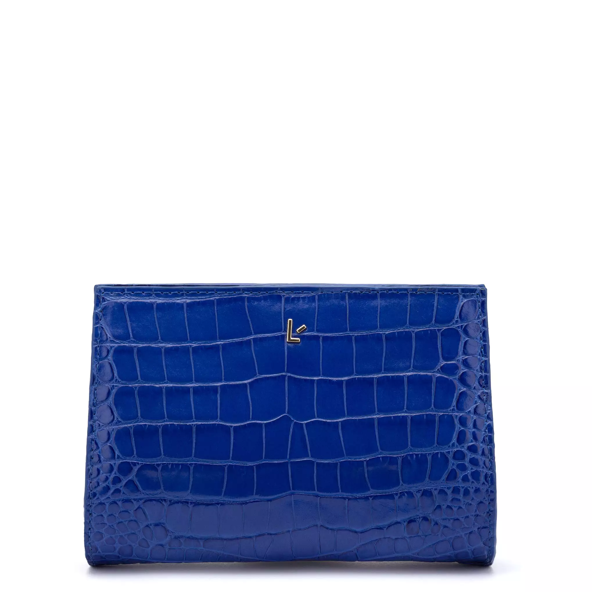 Erin Clutch In Royal Blue Stamped Leather