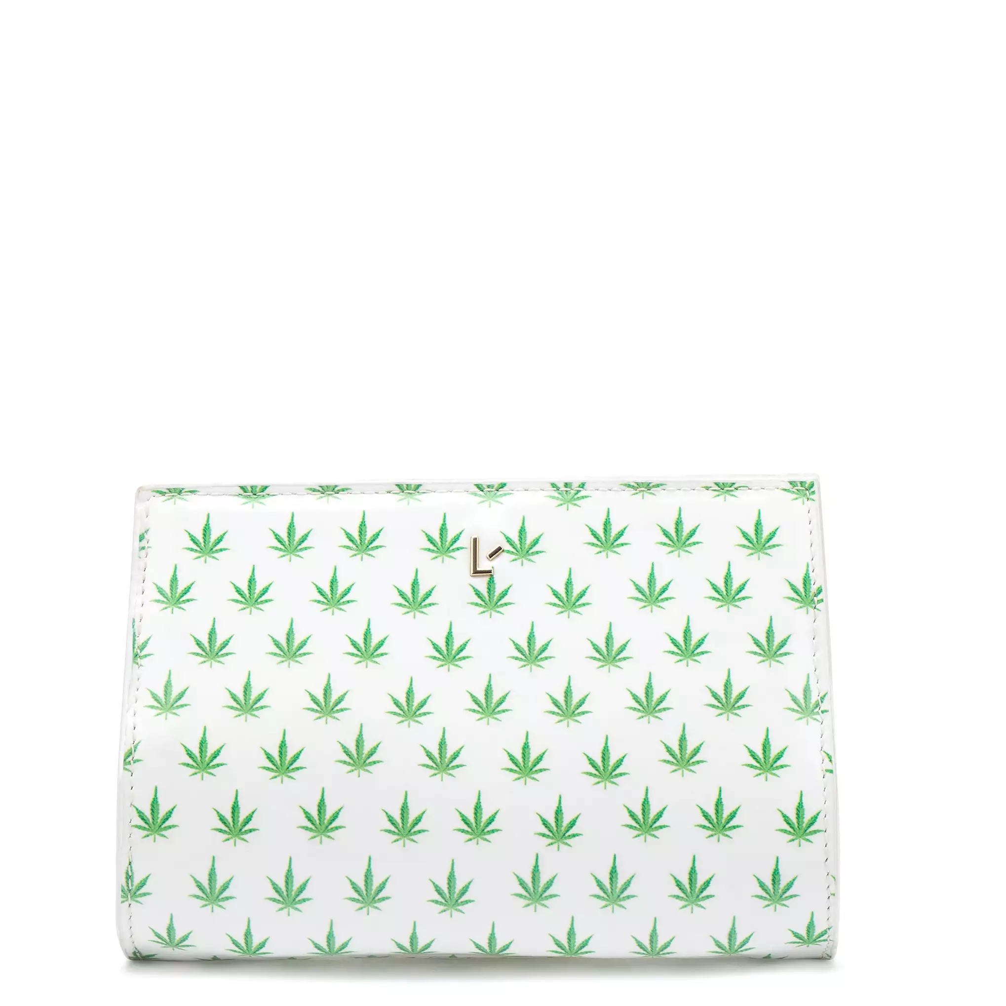 Erin Clutch In White Leaf Patent Leather