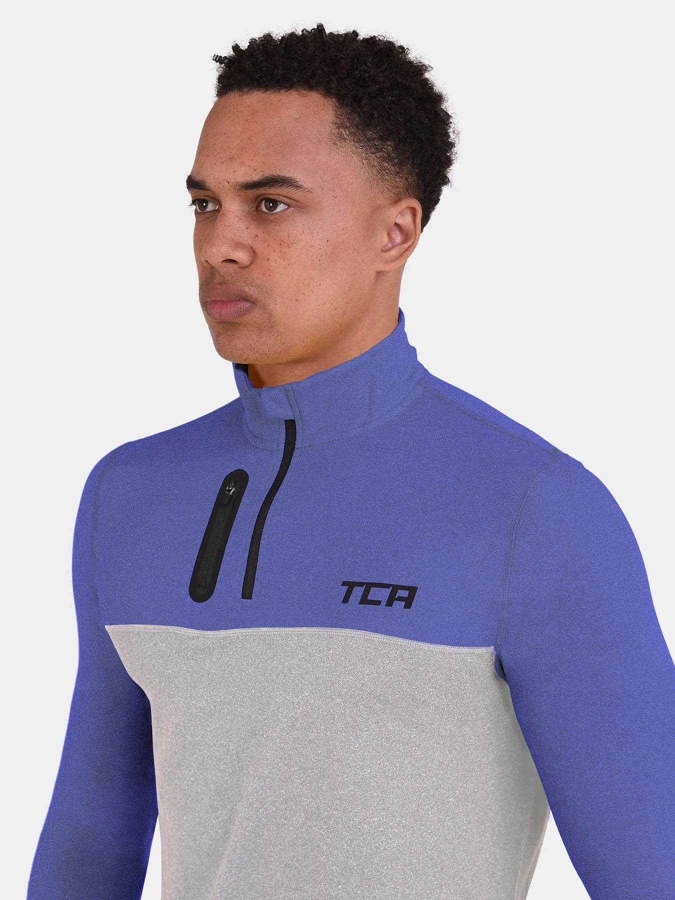 Fusion Half Zip Running Top For Men With Thumbholes & Chest Zip Pocket