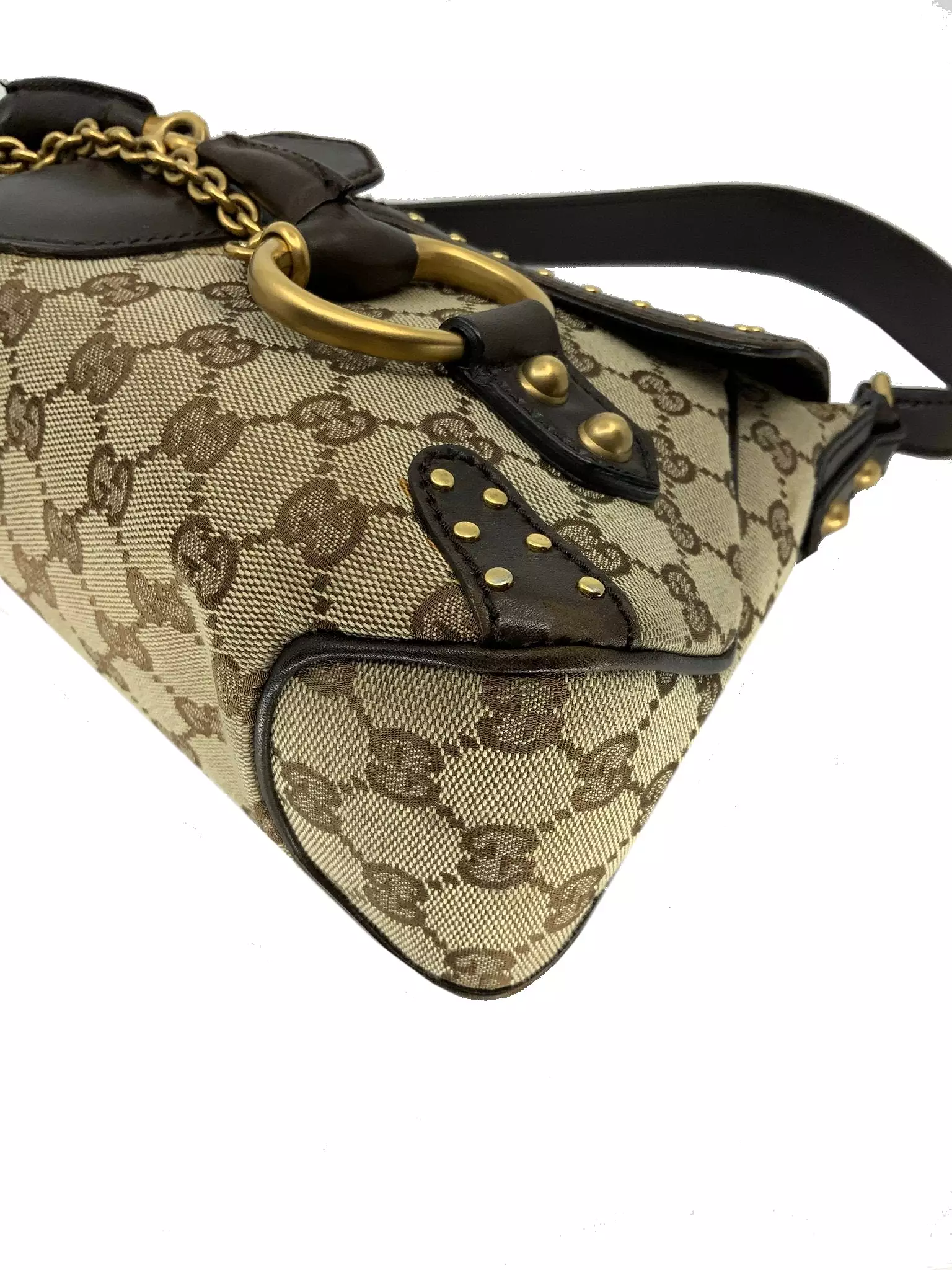 Gucci Monogram Horsebit Flap Bag