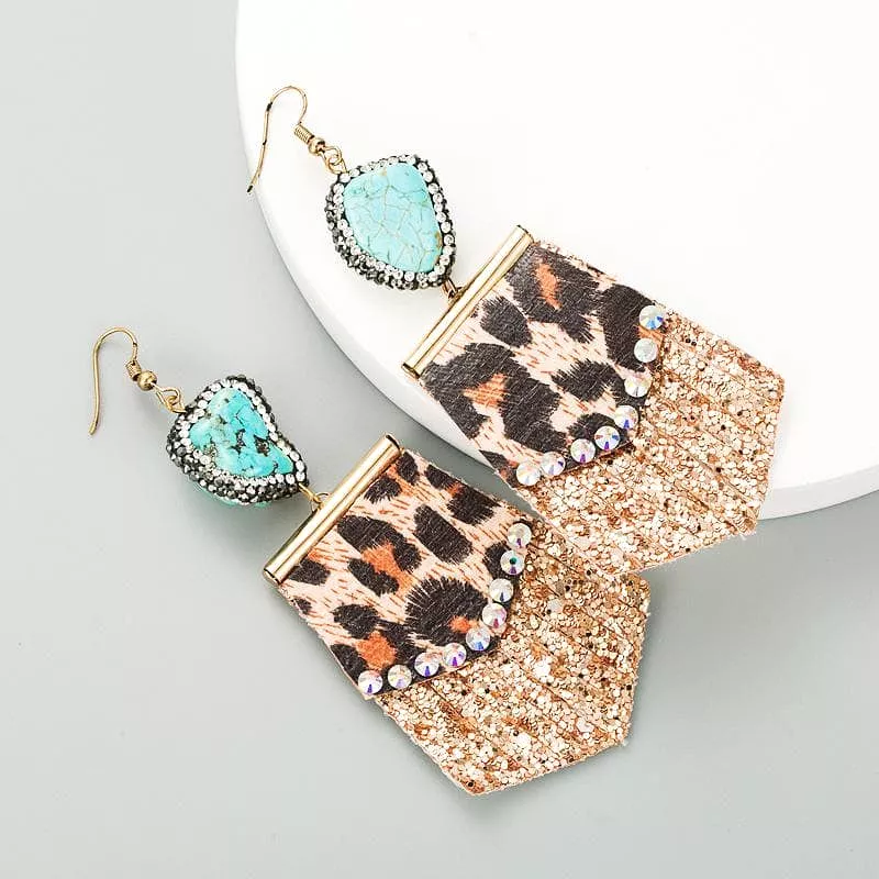 Leopard-print Leather Earrings