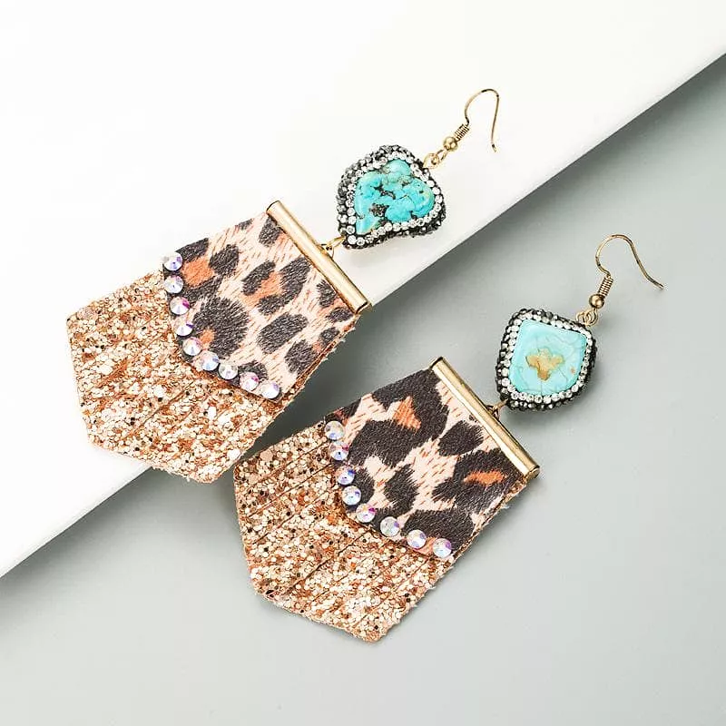 Leopard-print Leather Earrings