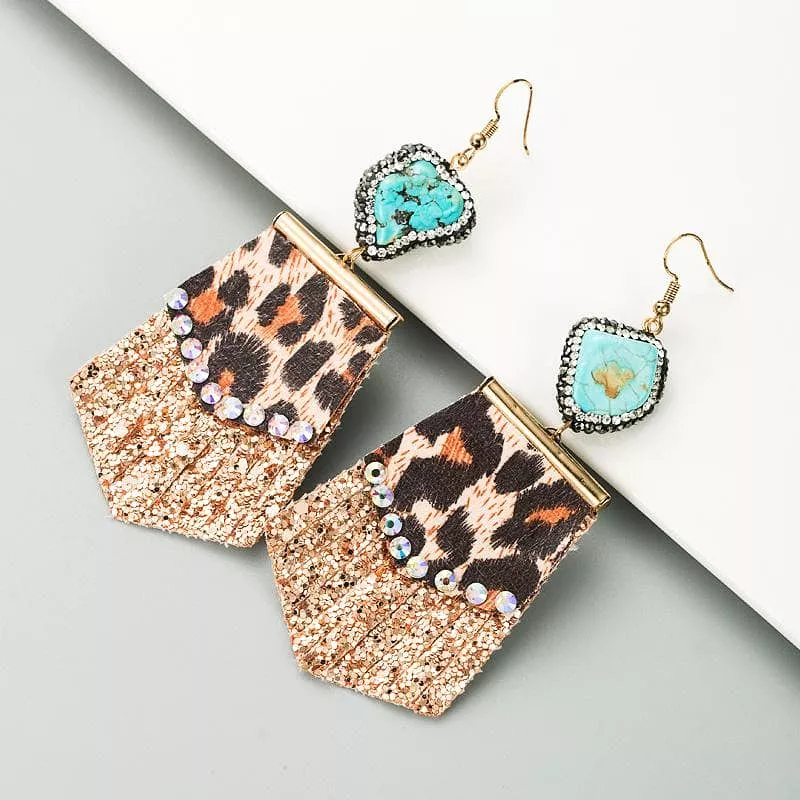 Leopard-print Leather Earrings