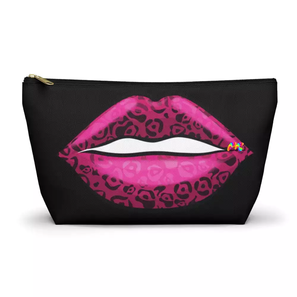 Leopard Print Lips Makeup Bag