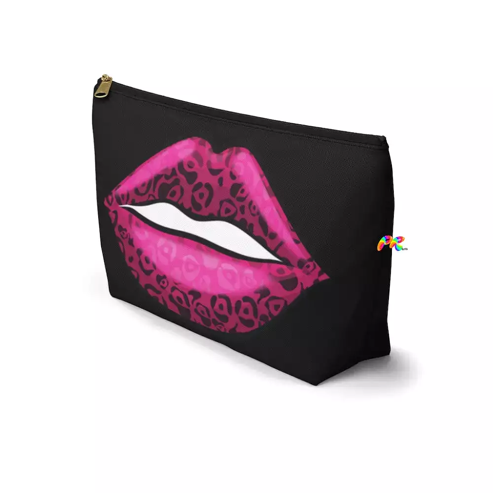 Leopard Print Lips Makeup Bag