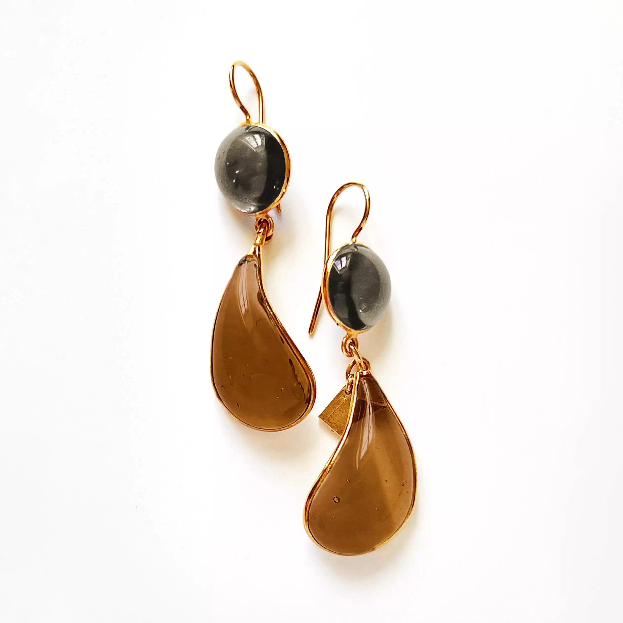 LOULOU TWO TIER EARRINGS BROWN