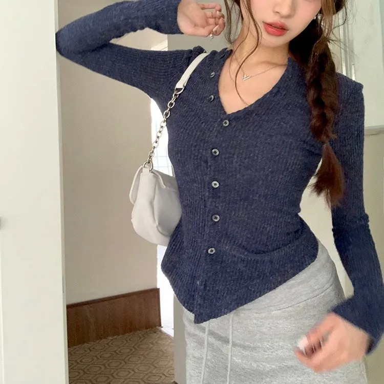 Navy Knit Top