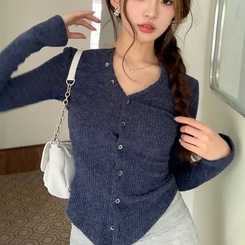 Navy Knit Top