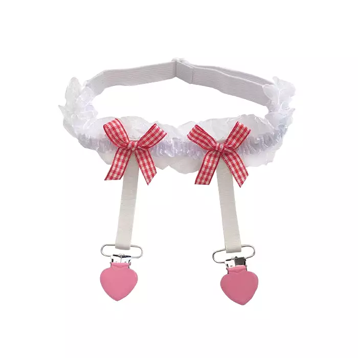 Pink girly floral cross thigh ring non slip sock clip BY3300