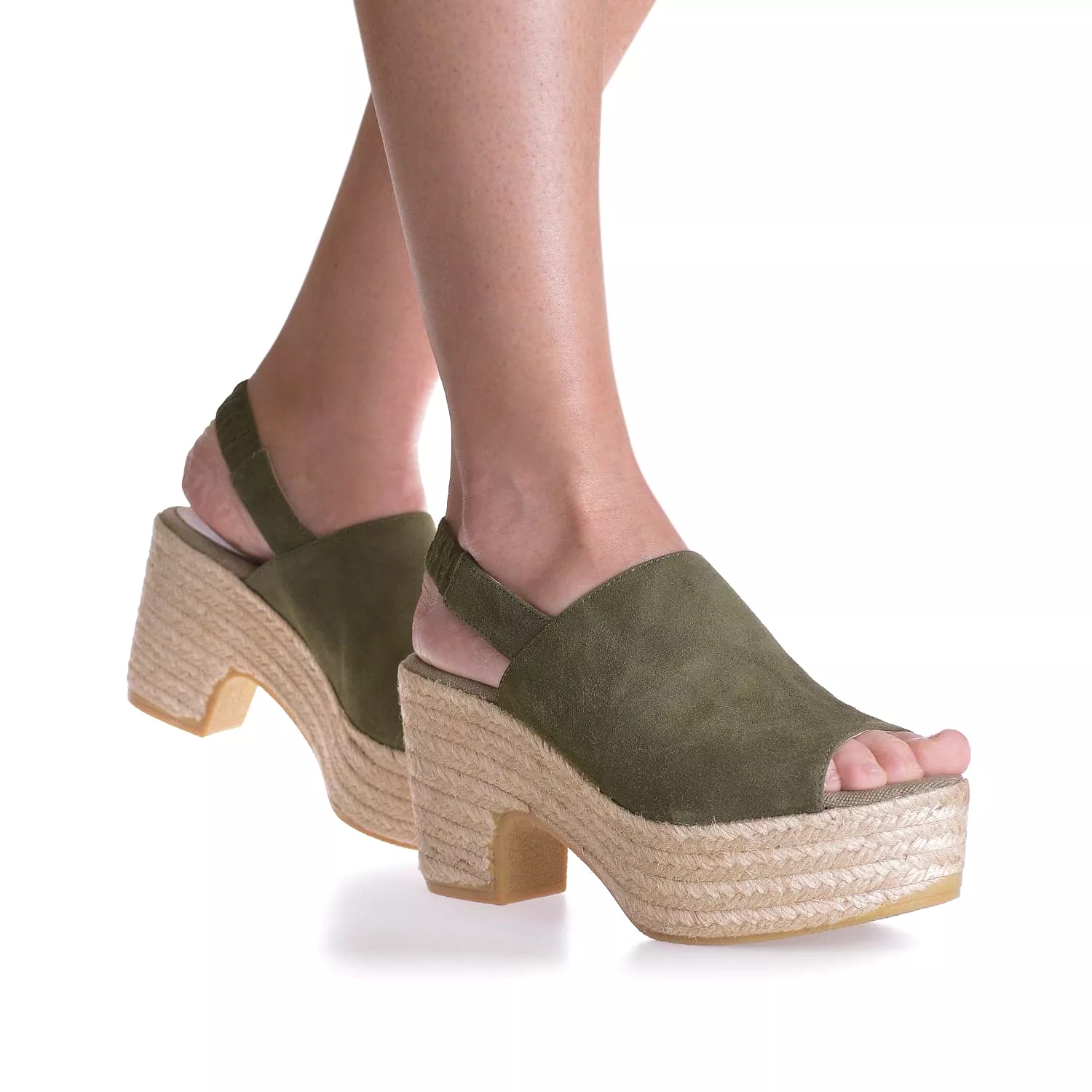 Plain Suede Leather Wedge Espadrille for Women - Noemi-A