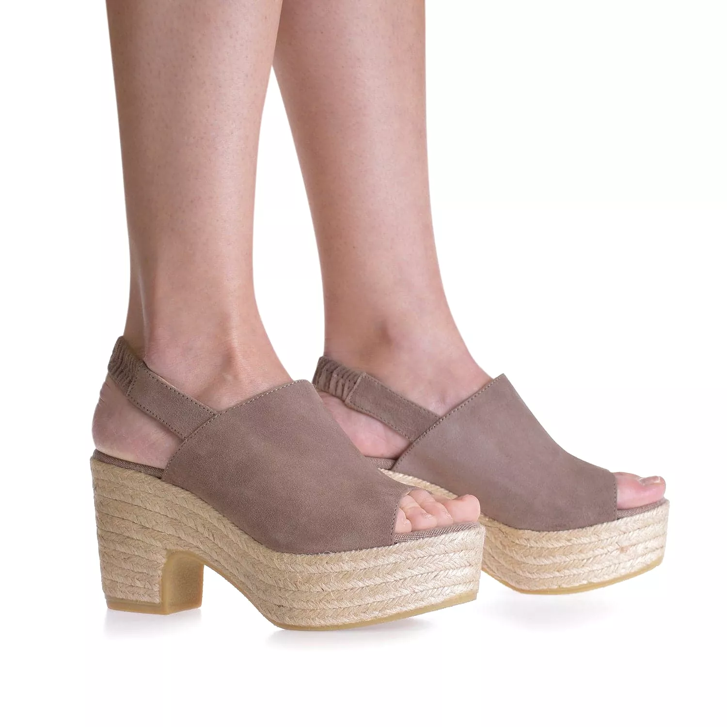 Plain Suede Leather Wedge Espadrille for Women - Noemi-A