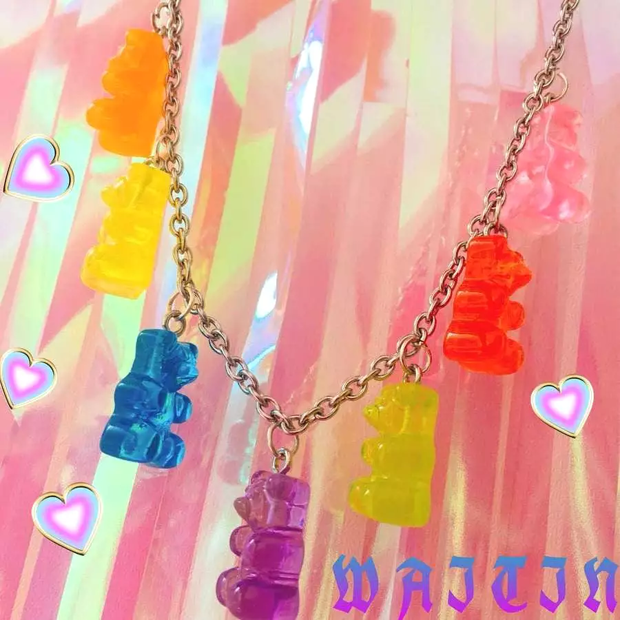 Rainbow Candy Gummy Bear Necklace