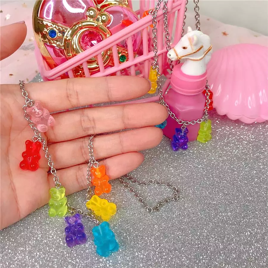 Rainbow Candy Gummy Bear Necklace