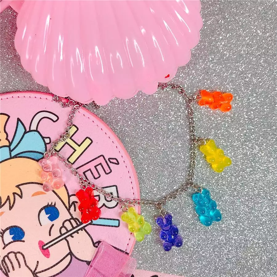 Rainbow Candy Gummy Bear Necklace