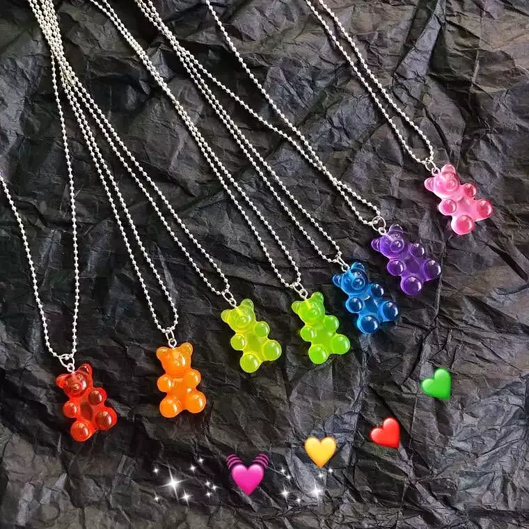 Rainbow Jelly Bear Necklace