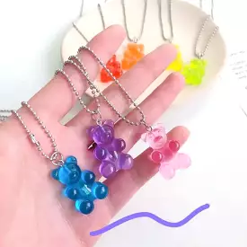 Rainbow Jelly Bear Necklace