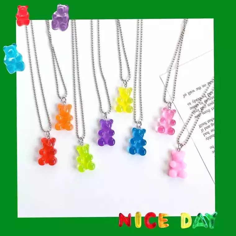 Rainbow Jelly Bear Necklace