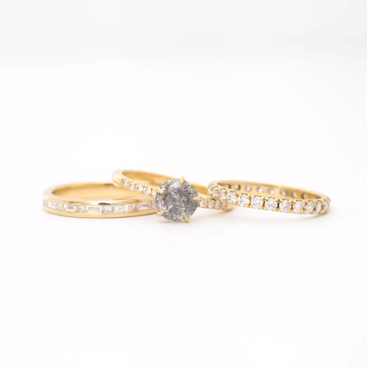 Salt and Pepper Diamond Vault Five-Prong Solitaire