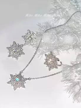 Snow night snowflakes earrings /necklace / ring