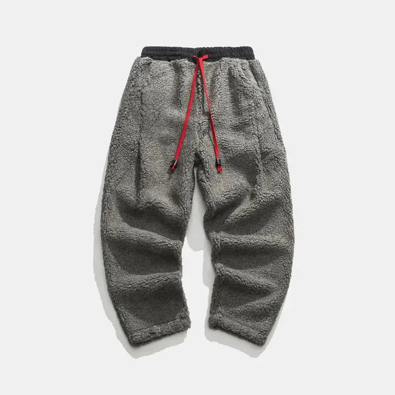 Solid Color Drawstring Fleece Pants