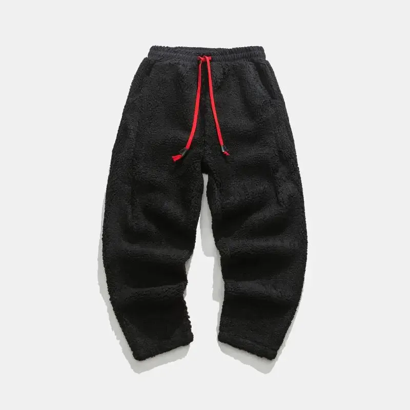 Solid Color Drawstring Fleece Pants