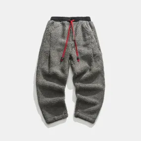 Solid Color Drawstring Fleece Pants