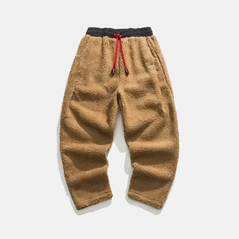 Solid Color Drawstring Fleece Pants