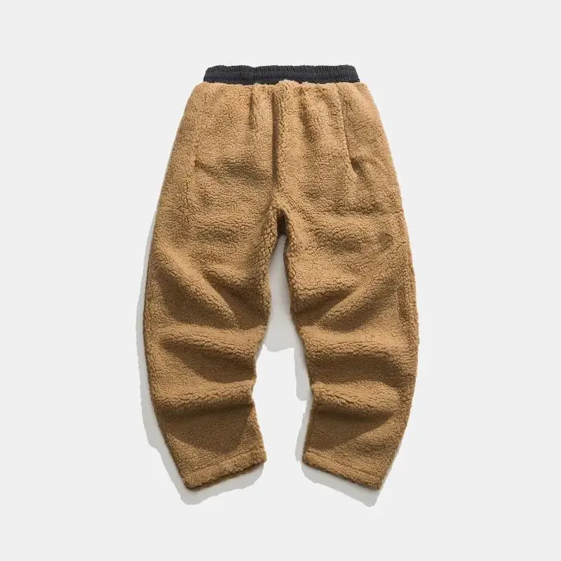 Solid Color Drawstring Fleece Pants