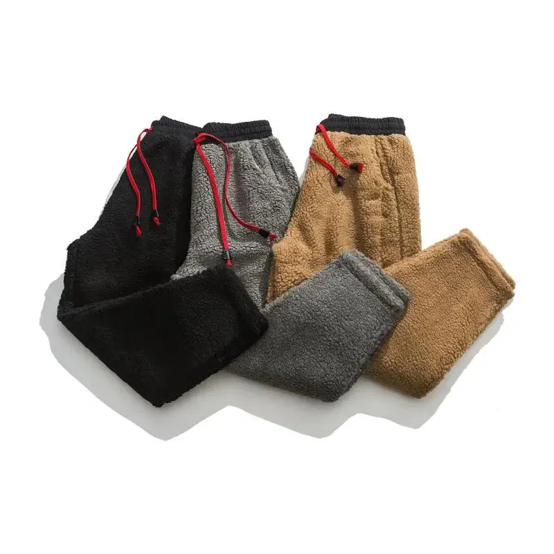 Solid Color Drawstring Fleece Pants