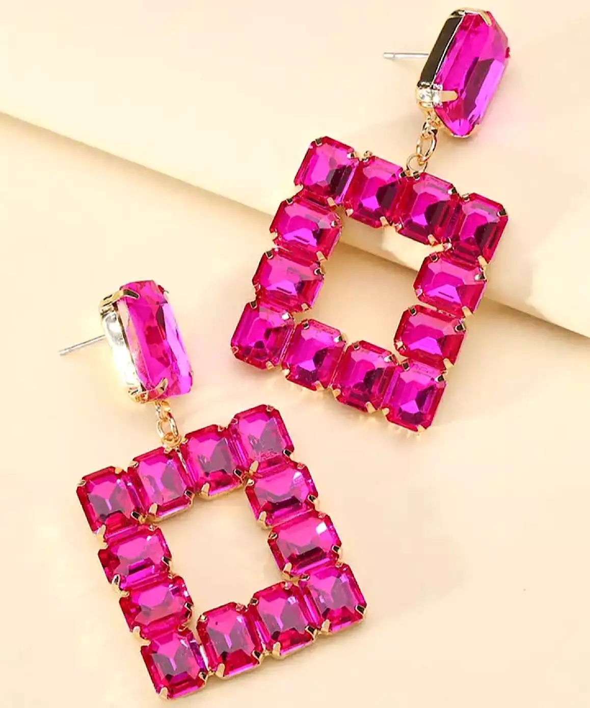 Sparkly Crystal Squre Earrings