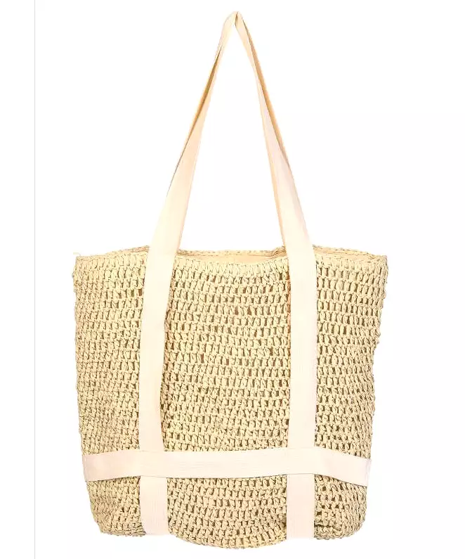 Straw Hat Holder Tote - Beige