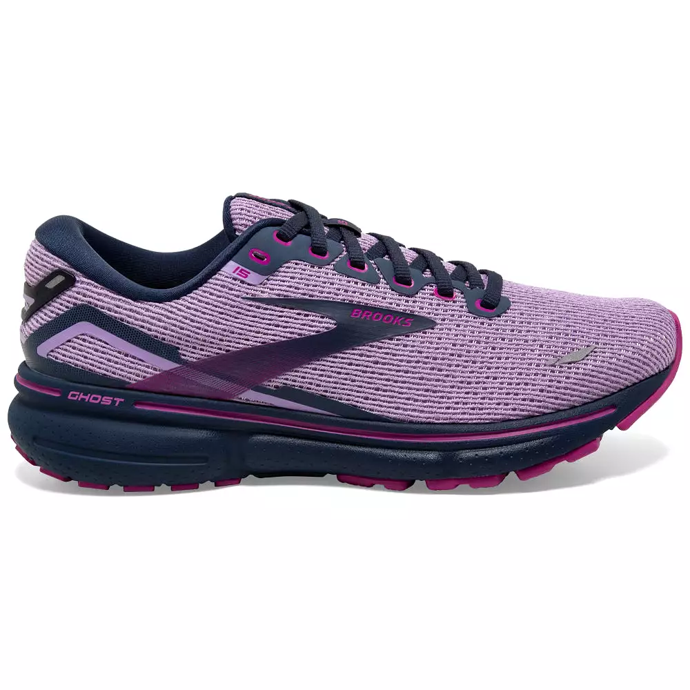 Women's Brooks Ghost 15, Rhapsody/Dress Blue/Viola, 6 B Medium