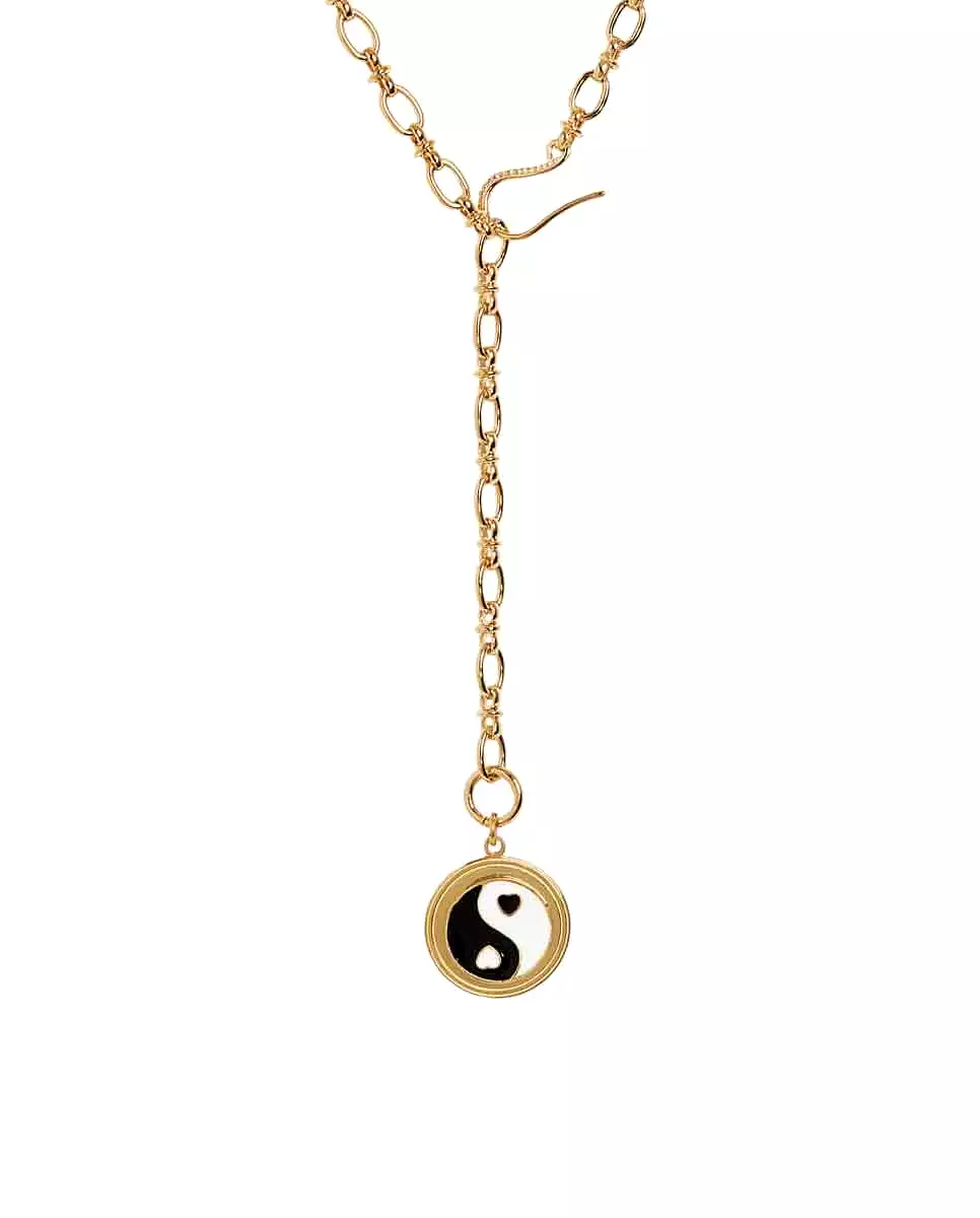 Yin Yang necklace gold black