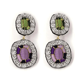 YOUKOUKOUN LILAC & GREEN EARRING