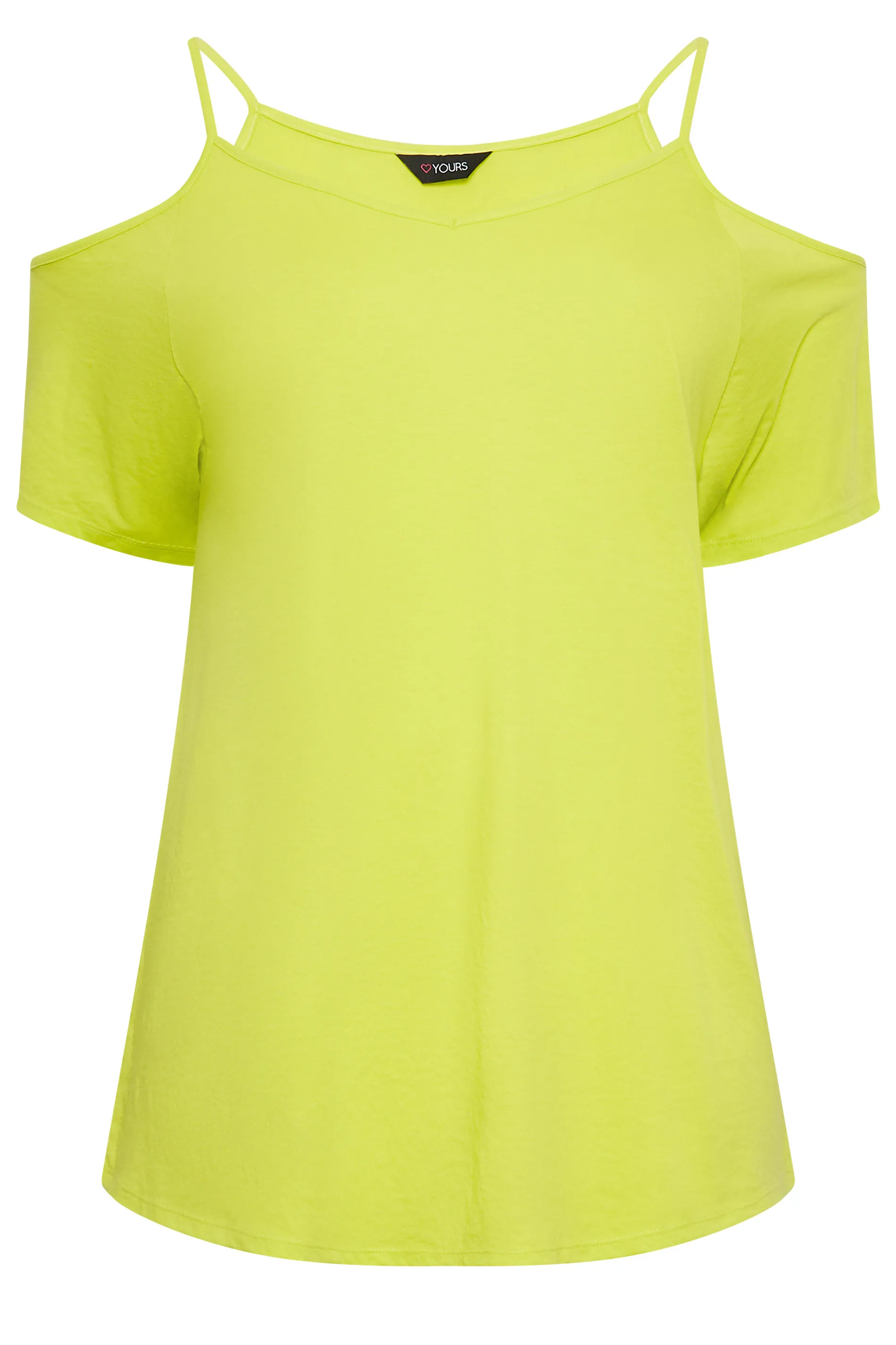 YOURS Curve Lime Green Cold Shoulder Top